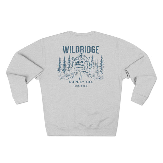 Wildridge Supply Co. Mountain Trail Crewneck – Minimalist Outdoor Graphic Sweatshirt