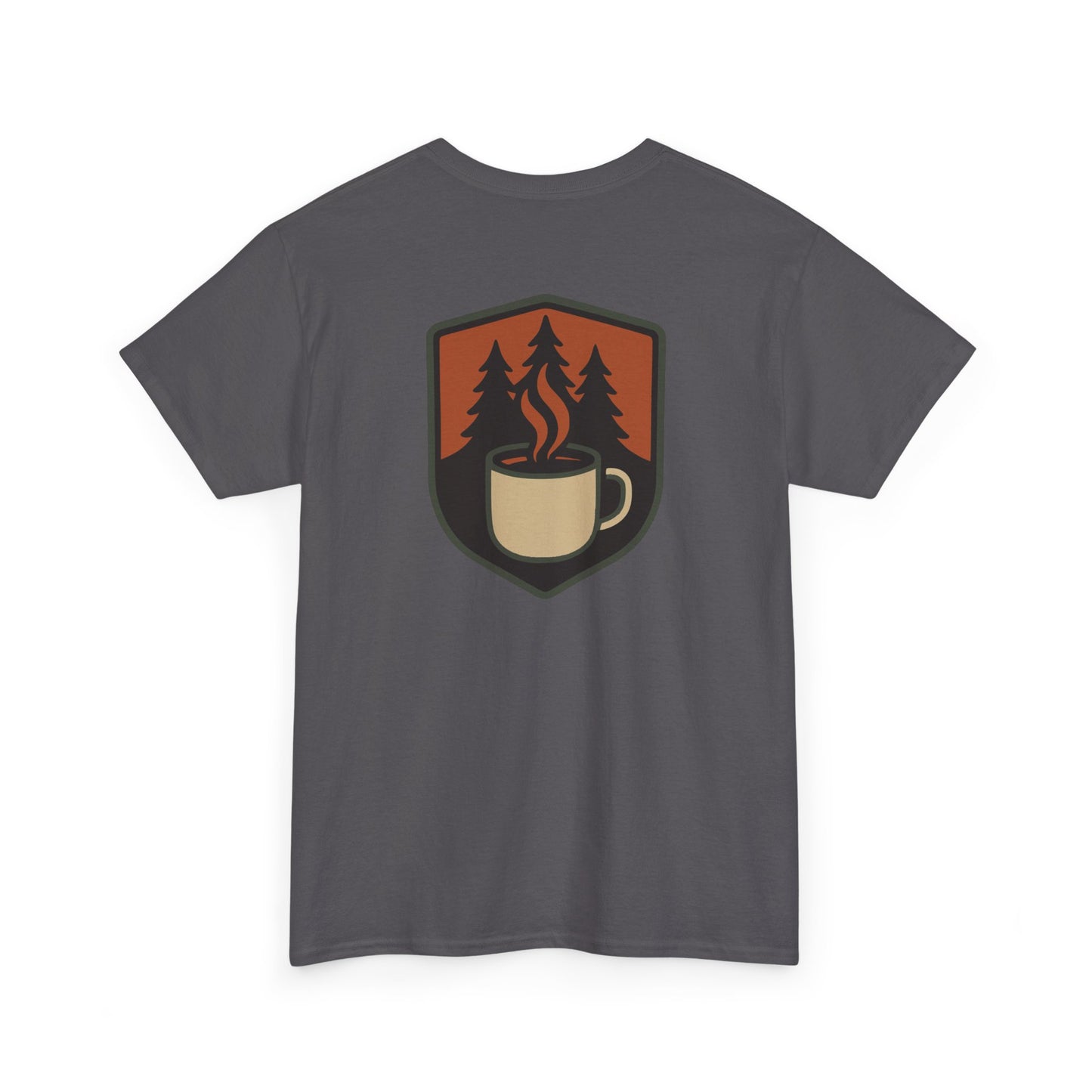 Wildridge Supply Co. “Campfire Coffee” T-Shirt – Retro Mug & Pine Tree Graphic | Outdoor Lifestyle Tee