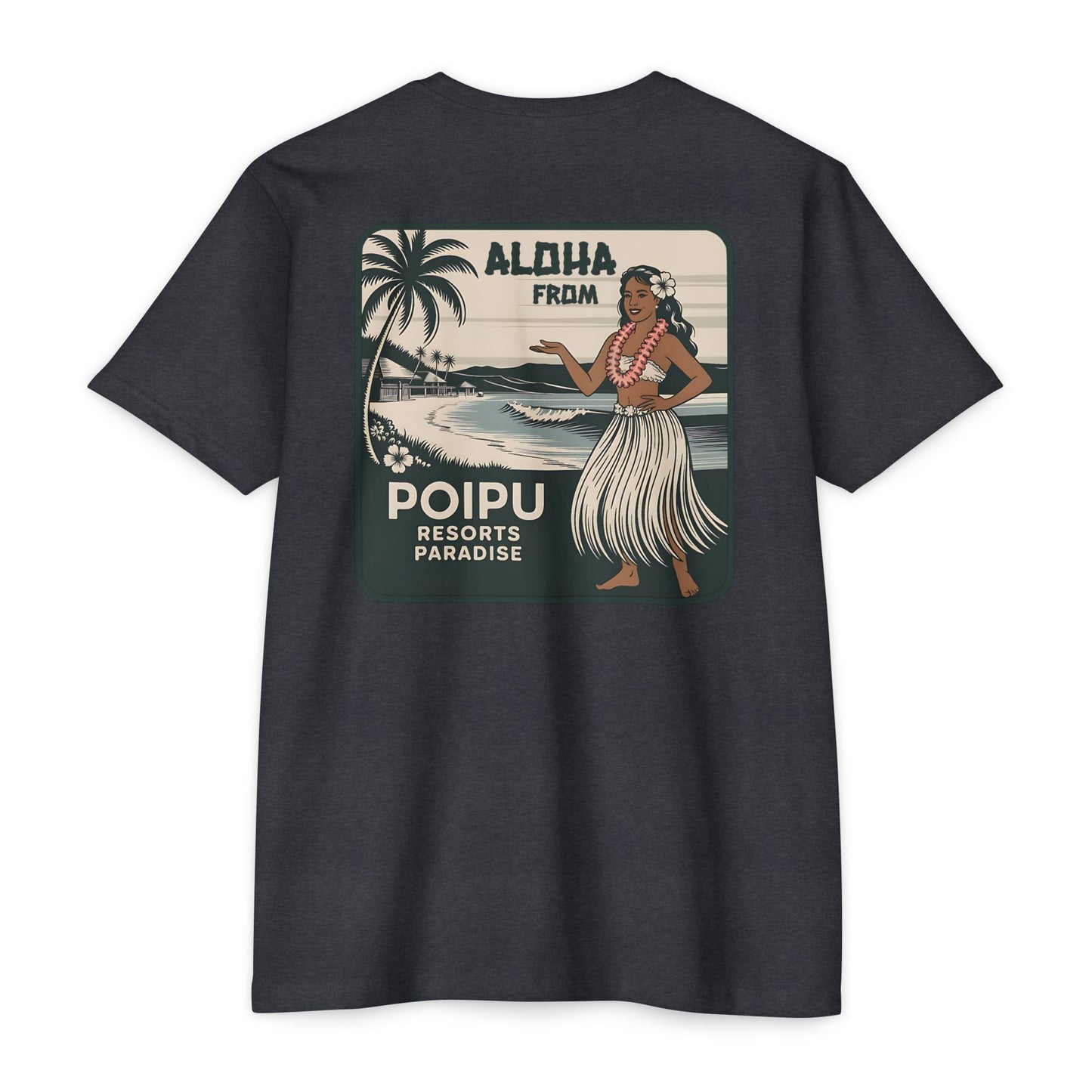 Aloha from Poipu T-Shirt | Vintage Hawaiian Hula Girl Tee | Retro Island Resort Graphic Shirt