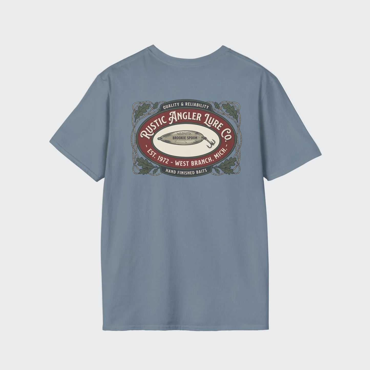 Rustic Angler lure graphic tee lifestyle back view