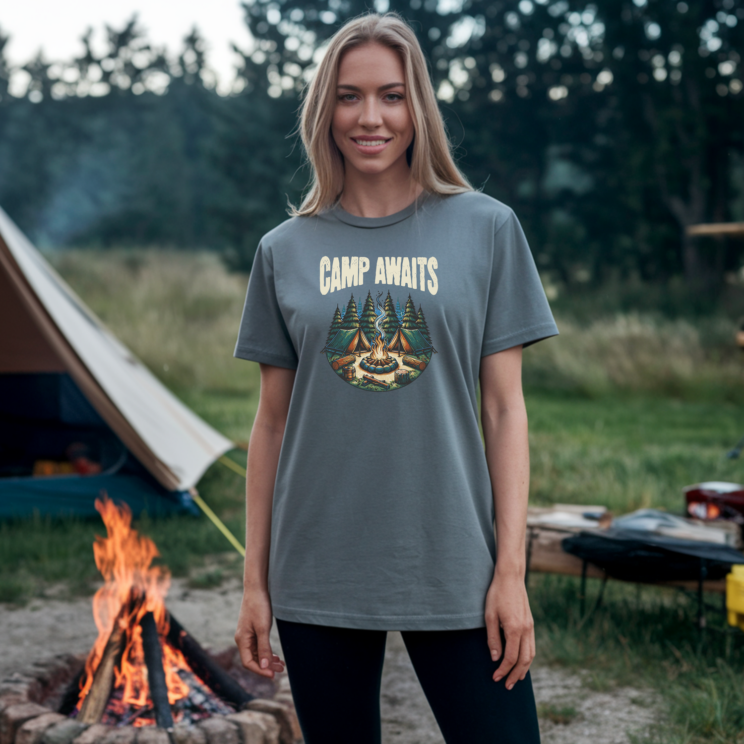 woman wearing camp shirt