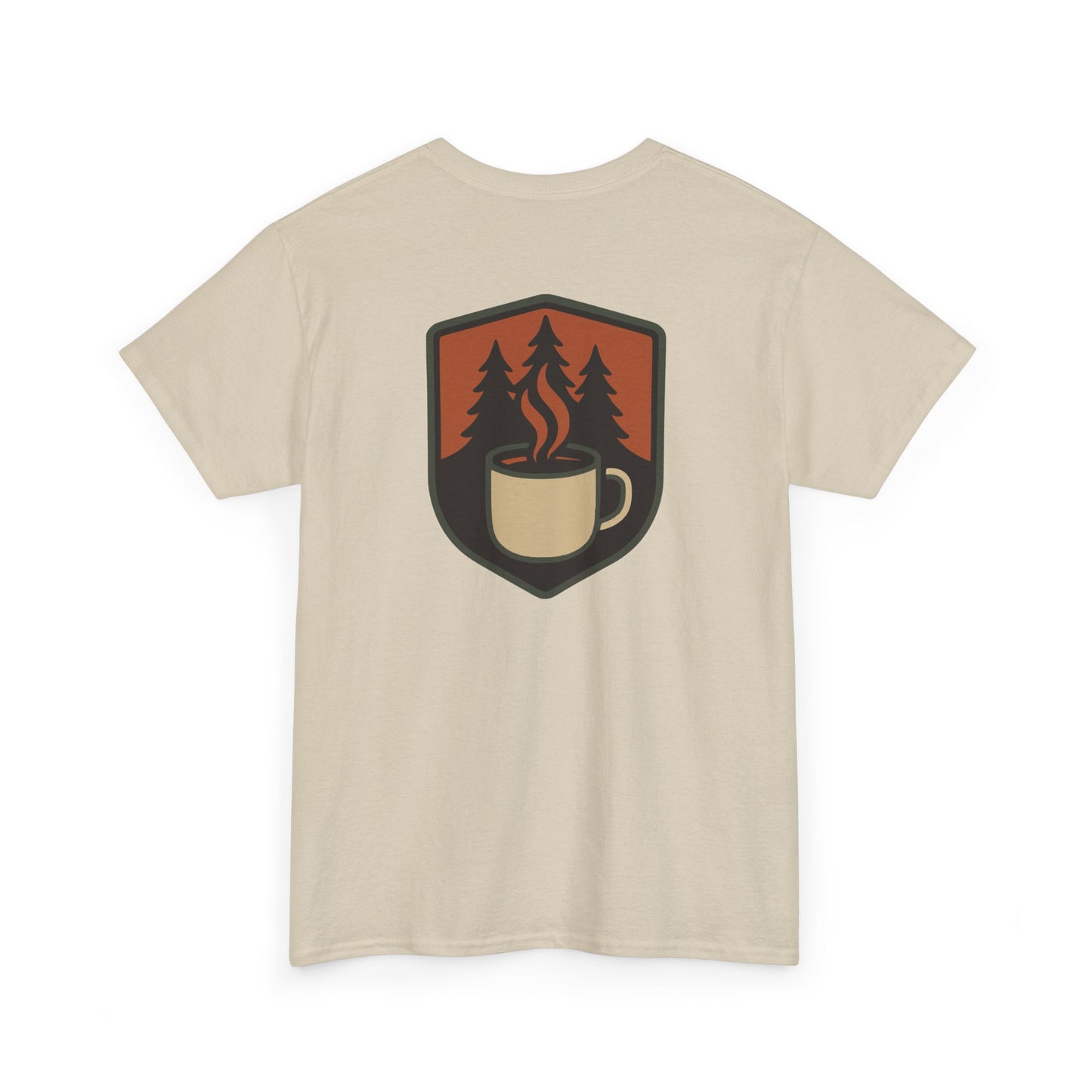 Wildridge Supply Co. “Campfire Coffee” T-Shirt – Retro Mug & Pine Tree Graphic | Outdoor Lifestyle Tee