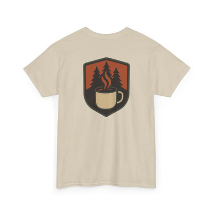 Wildridge Supply Co. “Campfire Coffee” T-Shirt – Retro Mug & Pine Tree Graphic | Outdoor Lifestyle Tee