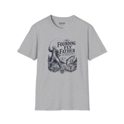 Patriotic Fly Fishing Graphic Tee - The Founding Fly Father T-Shirt | Fly Fishing Shirt | Life, Liberty & Trout