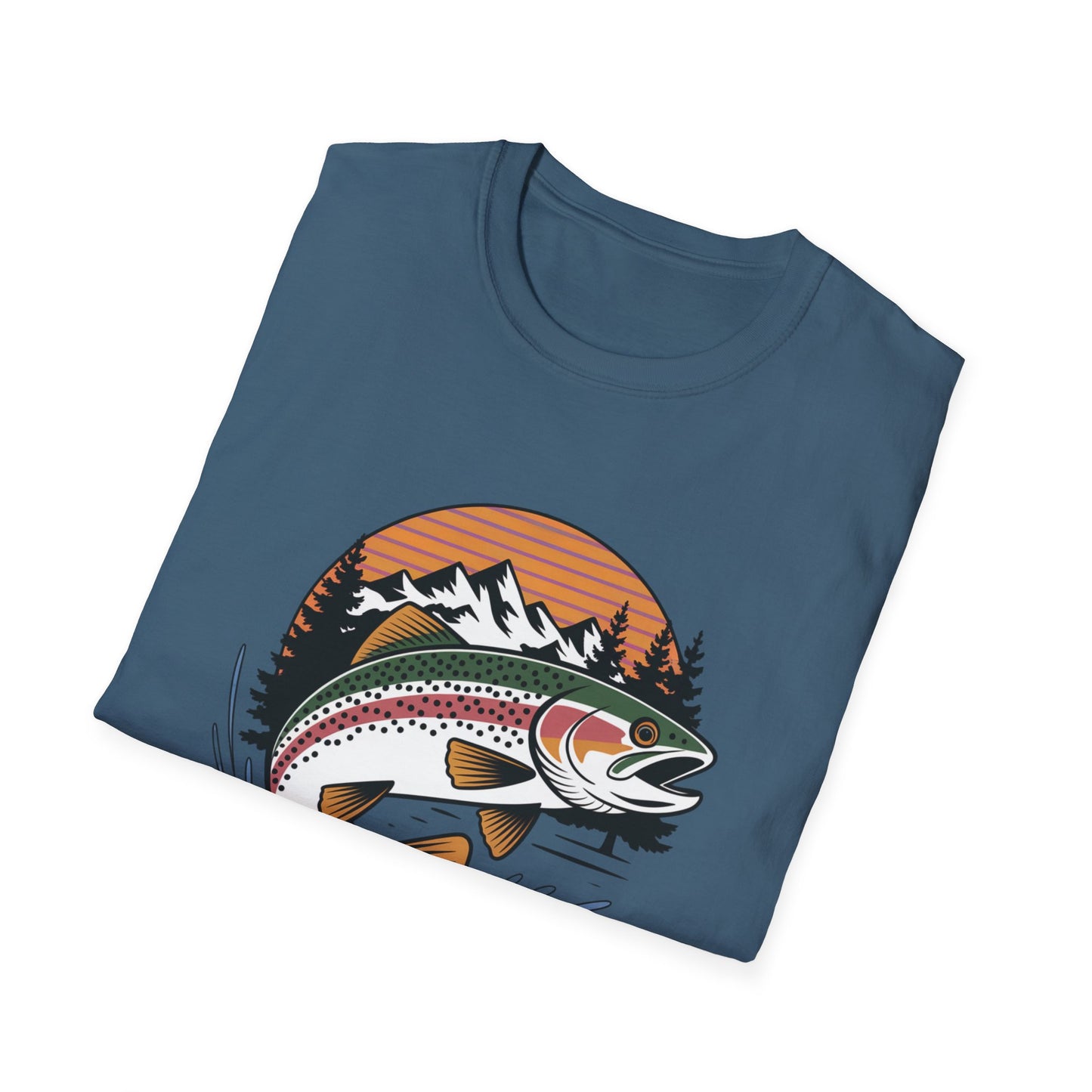 Trout Fishing Shirt for Men | Mountain Sunset Outdoor Graphic Tee