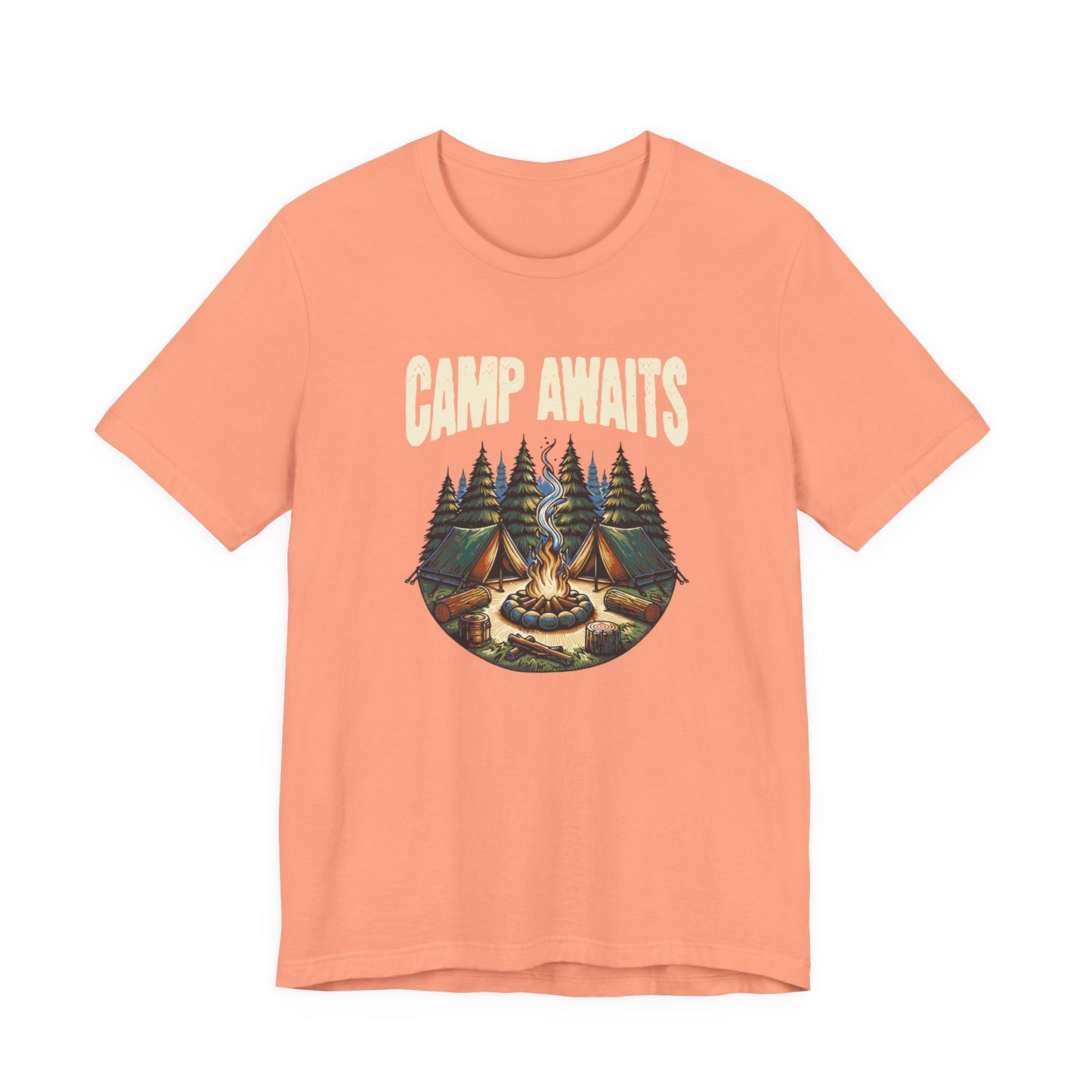 Camp Awaits Adventure Tee - Unisex Camping T-Shirt Outdoor Enthusiast