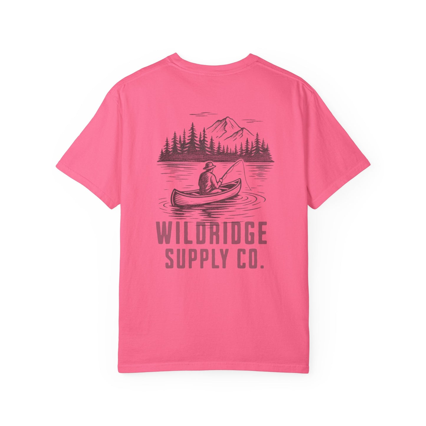 Wildridge Supply Co. Comfort Colors Outdoor Graphic Tee – Canoe & Mountain Fishing Scene