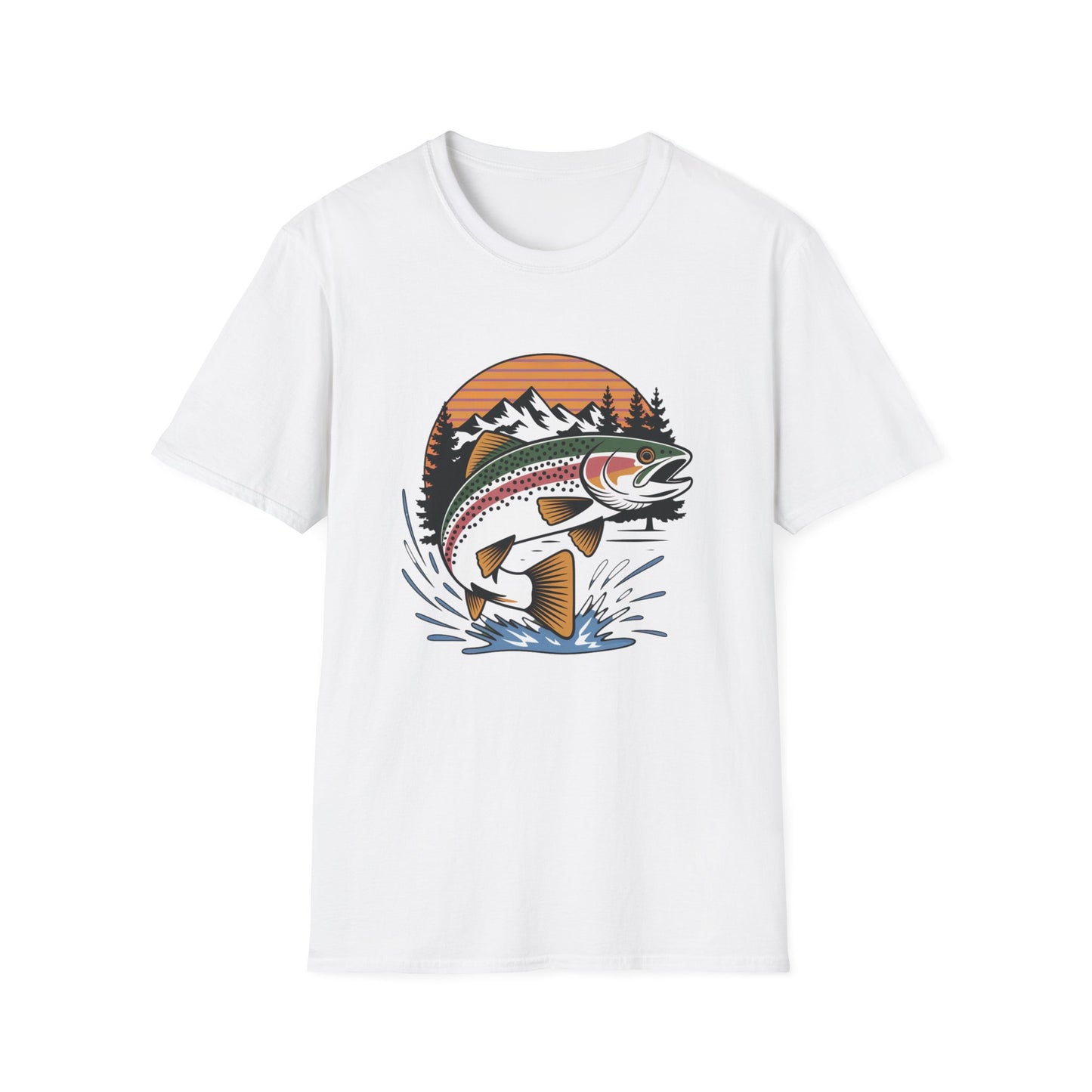 Trout Fishing Shirt for Men | Mountain Sunset Outdoor Graphic Tee