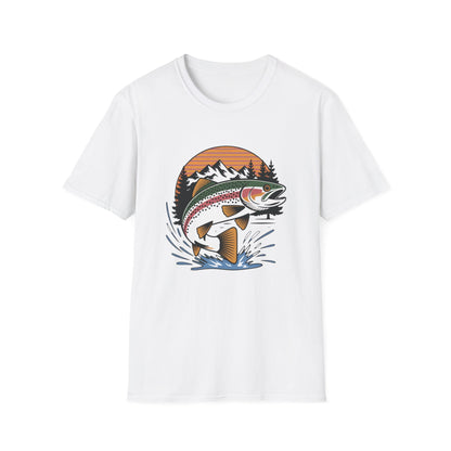 Trout Fishing Shirt for Men | Mountain Sunset Outdoor Graphic Tee