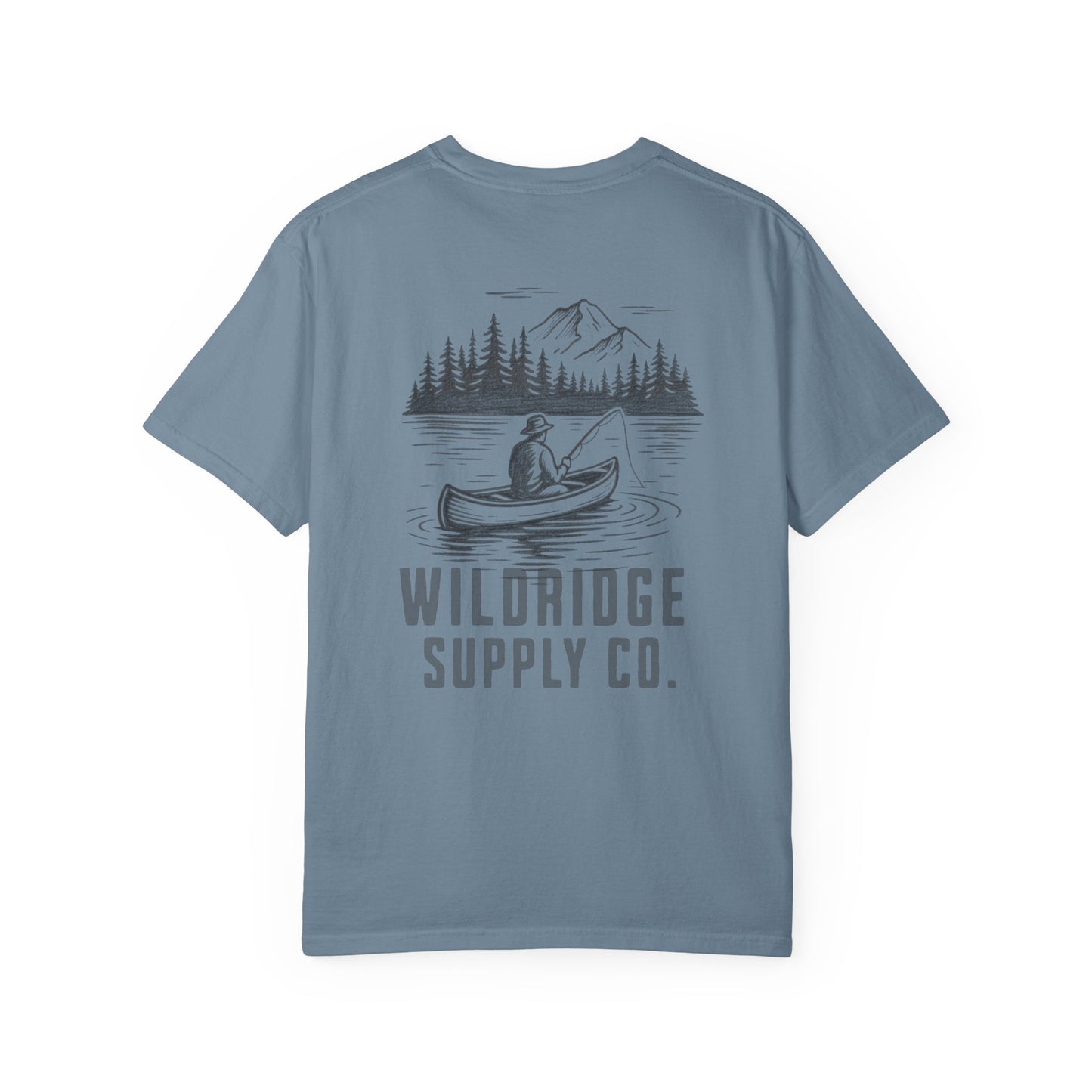 Wildridge Supply Co. Comfort Colors Outdoor Graphic Tee – Canoe & Mountain Fishing Scene