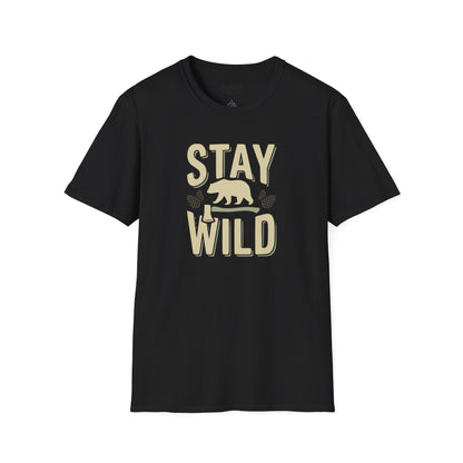 Stay Wild Bear T-Shirt Vintage Nature Graphic Tee for Outdoor Lovers
