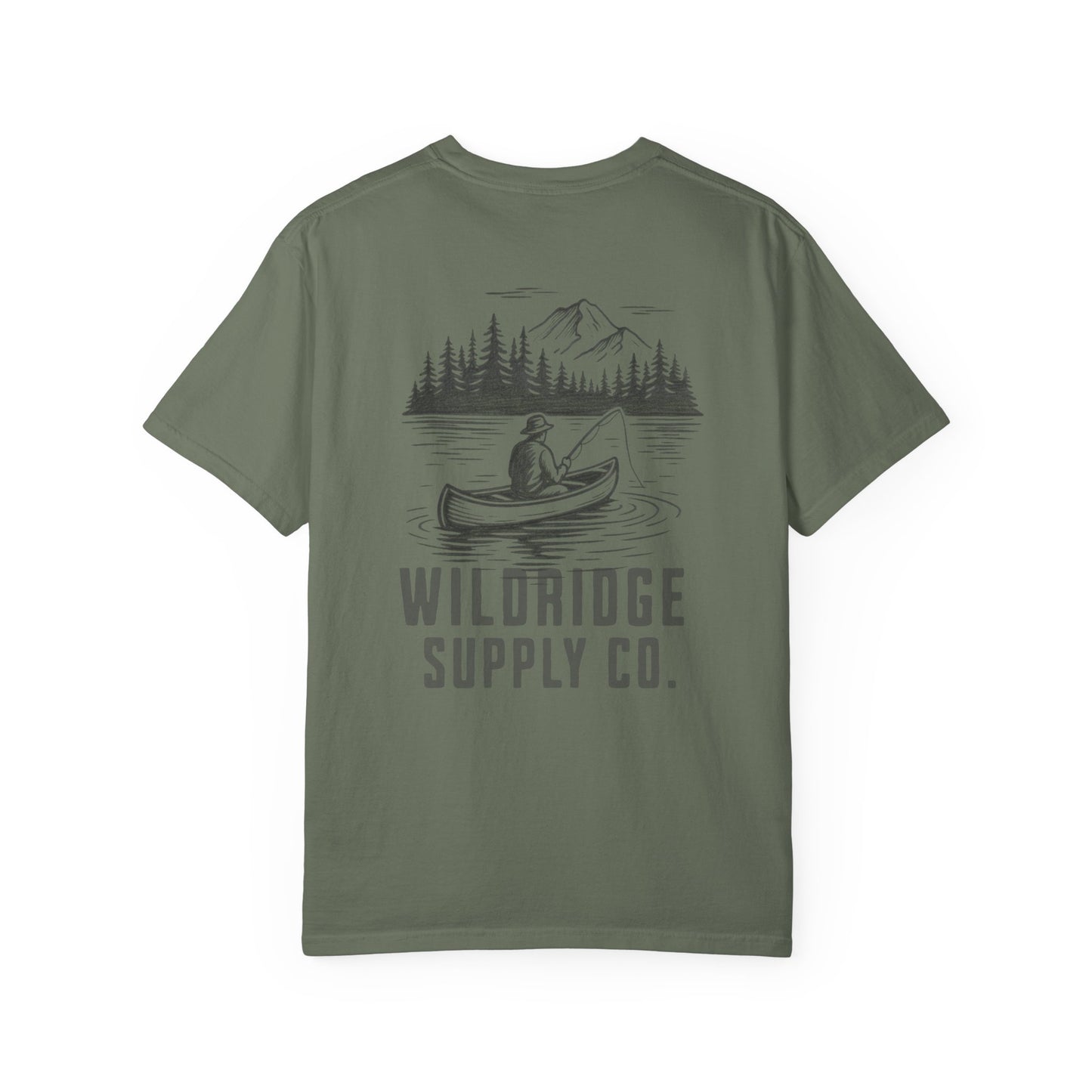 Wildridge Supply Co. Comfort Colors Outdoor Graphic Tee – Canoe & Mountain Fishing Scene