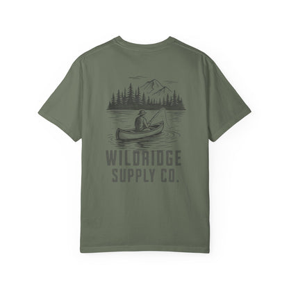Wildridge Supply Co. Comfort Colors Outdoor Graphic Tee – Canoe & Mountain Fishing Scene