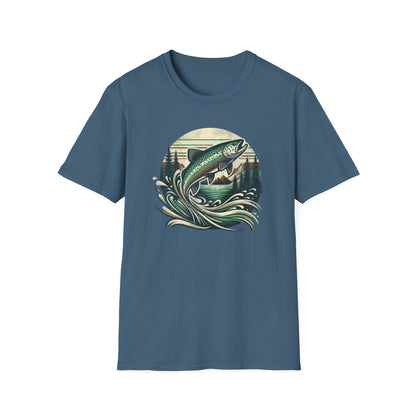 Wildridge Supply Co. “Vintage Leaping Trout” T-Shirt – Retro Fly Fishing Graphic | Outdoor Cabin Lifestyle Tee