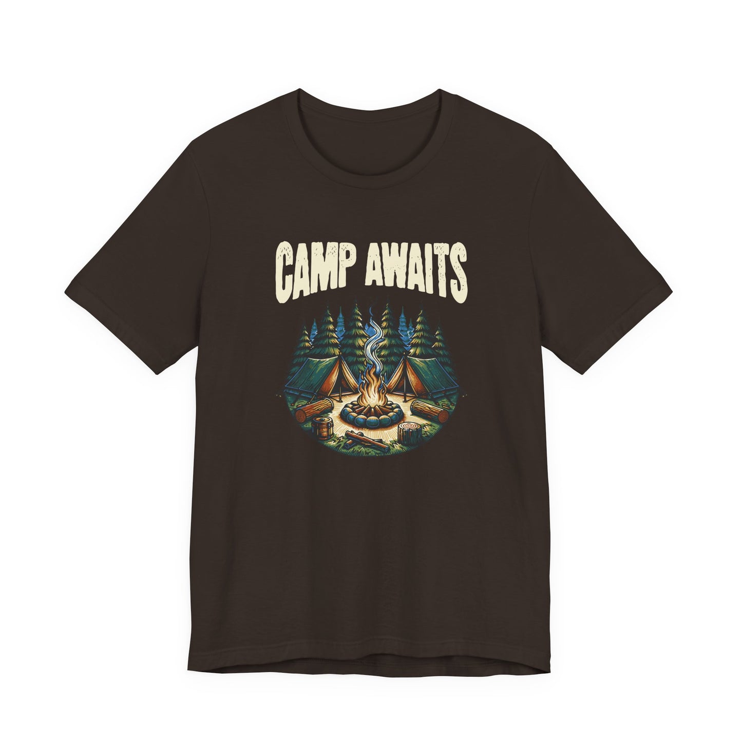 Camp Awaits Adventure Tee - Unisex Camping T-Shirt Outdoor Enthusiast
