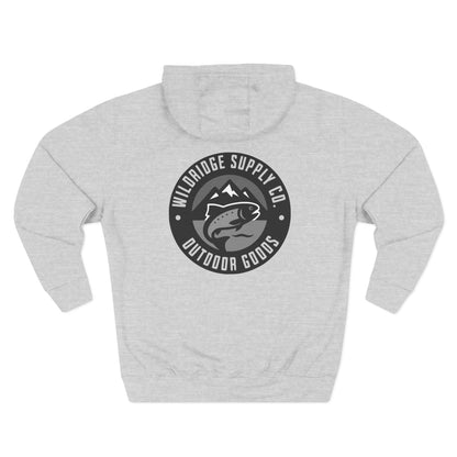 Wildridge Supply Co. Fishing Hoodie – Trout Badge Outdoor Sweatshirt for Anglers & Adventurers