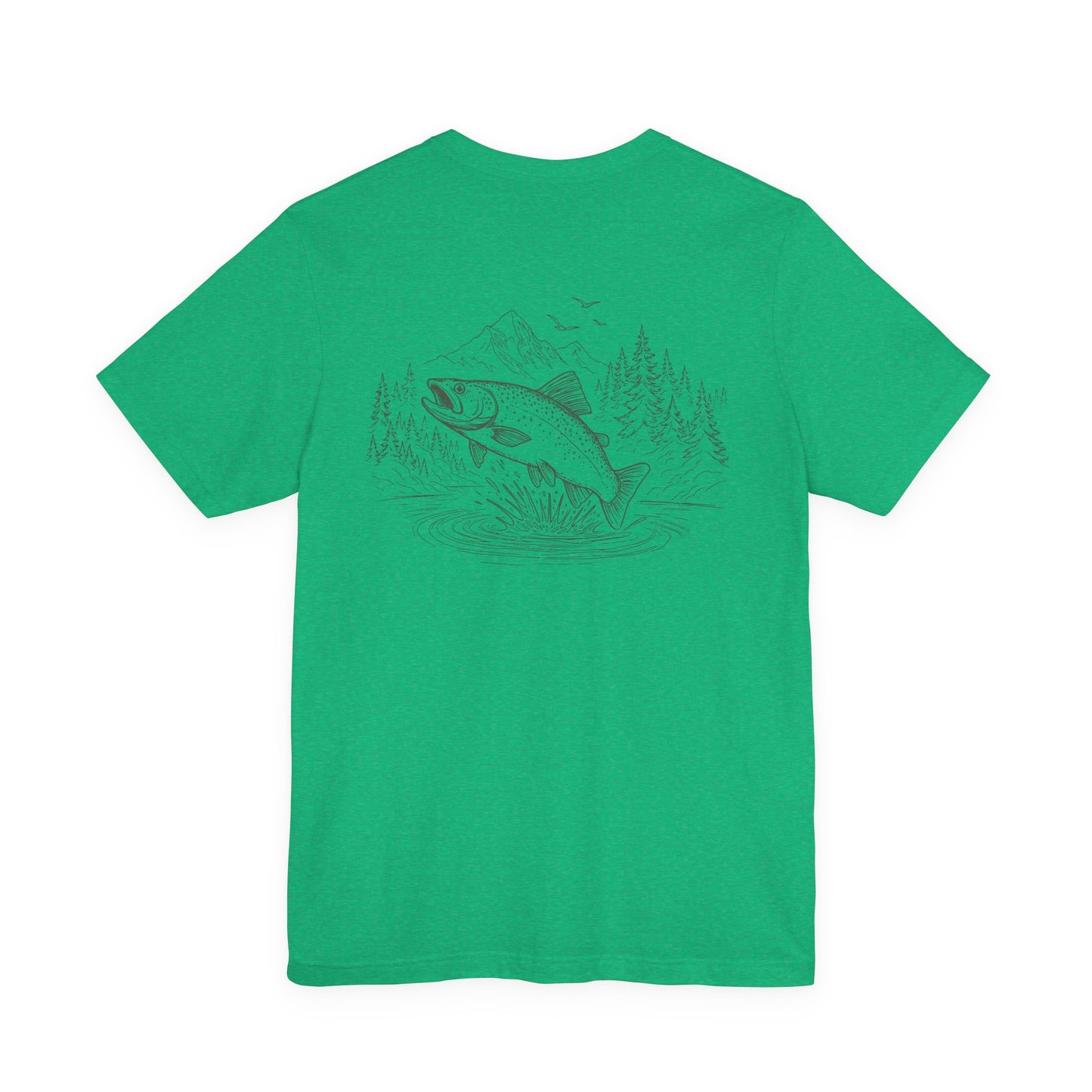 Trout Fishing T-Shirt | Mountain Lake Outdoor Tee Fly Fishing Graphic Shirt for Anglers