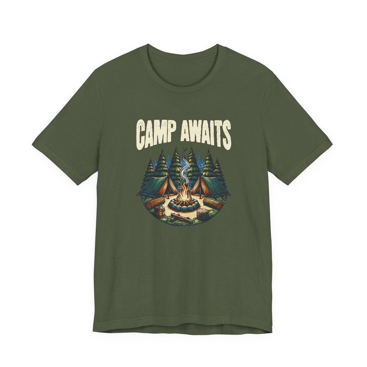 Camp Awaits Adventure Tee - Unisex Camping T-Shirt Outdoor Enthusiast