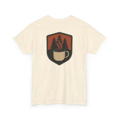 Wildridge Supply Co. “Campfire Coffee” T-Shirt – Retro Mug & Pine Tree Graphic | Outdoor Lifestyle Tee