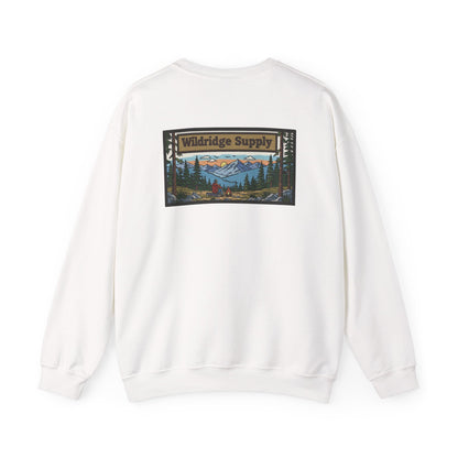 Wildridge Supply Co. Mountain Campfire Patch Sweatshirt – Outdoor Hiking & Camping Graphic Crewneck