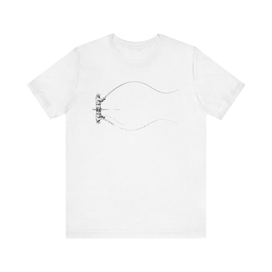 Fly Fisherman & Trout Line Art T-Shirt – Minimal Outdoor Fishing Tee | Wildridge Supply Co.