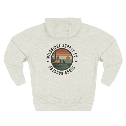Retro outdoor hoodie—vintage sunset graphic, unisex fit