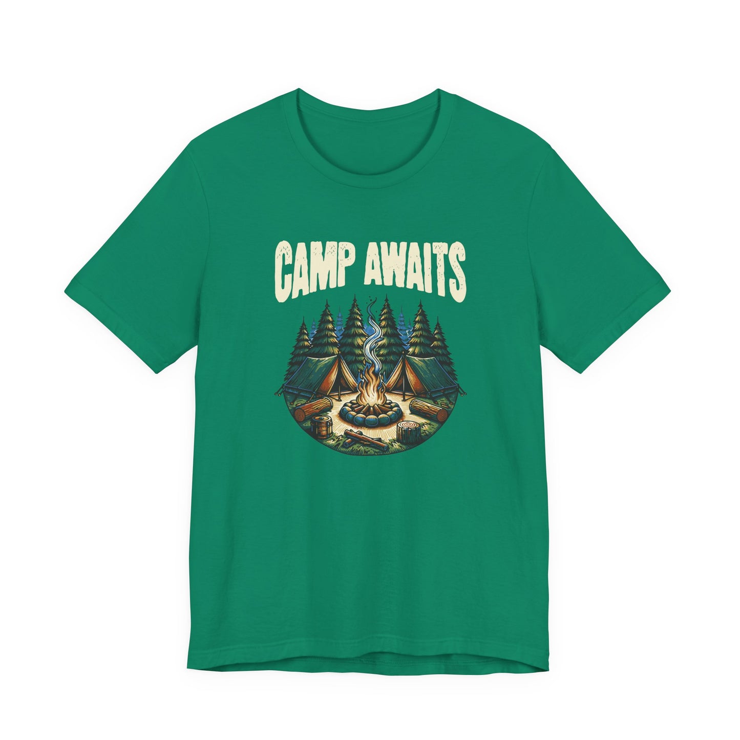Camp Awaits Adventure Tee - Unisex Camping T-Shirt Outdoor Enthusiast