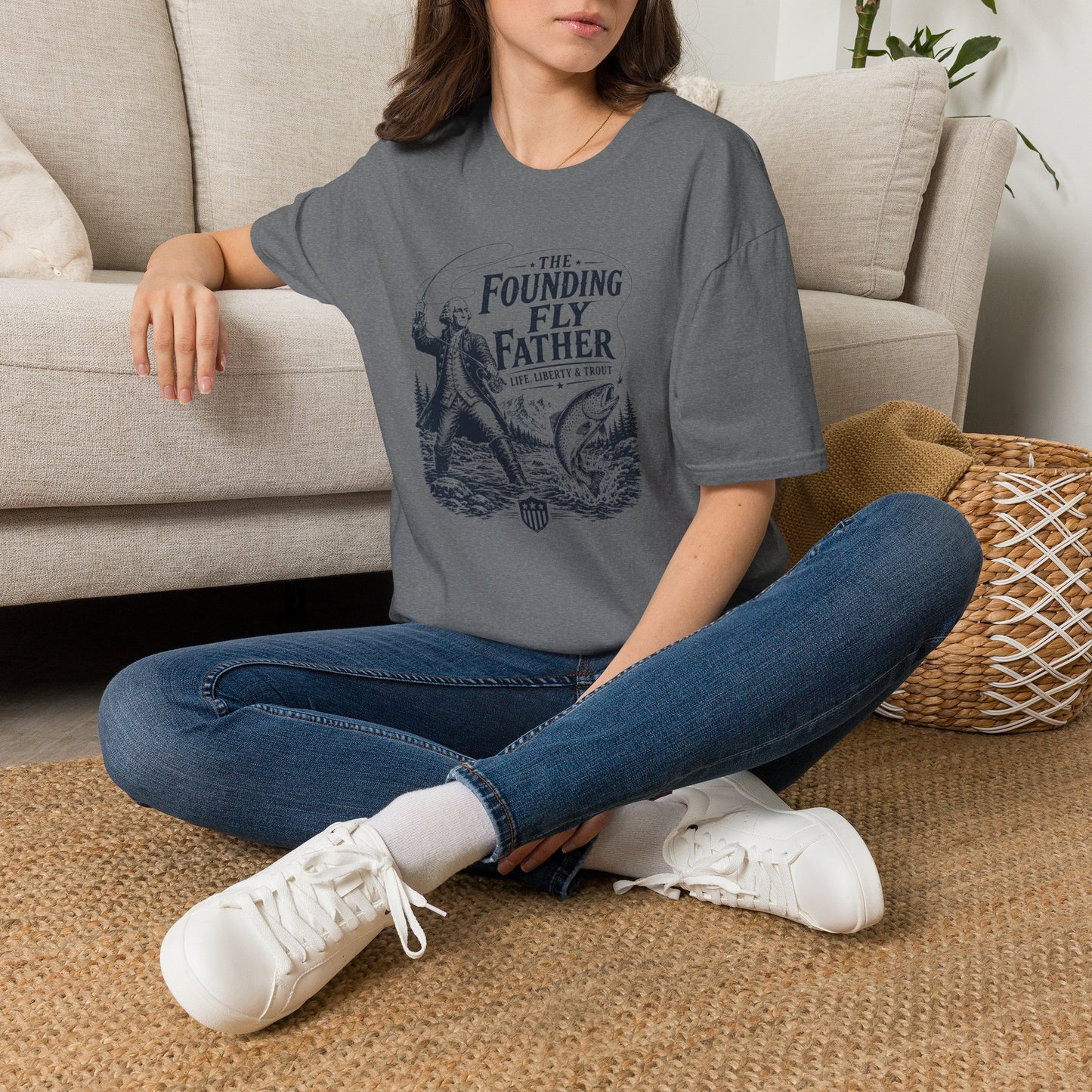 Patriotic Fly Fishing Graphic Tee - The Founding Fly Father T-Shirt | Fly Fishing Shirt | Life, Liberty & Trout