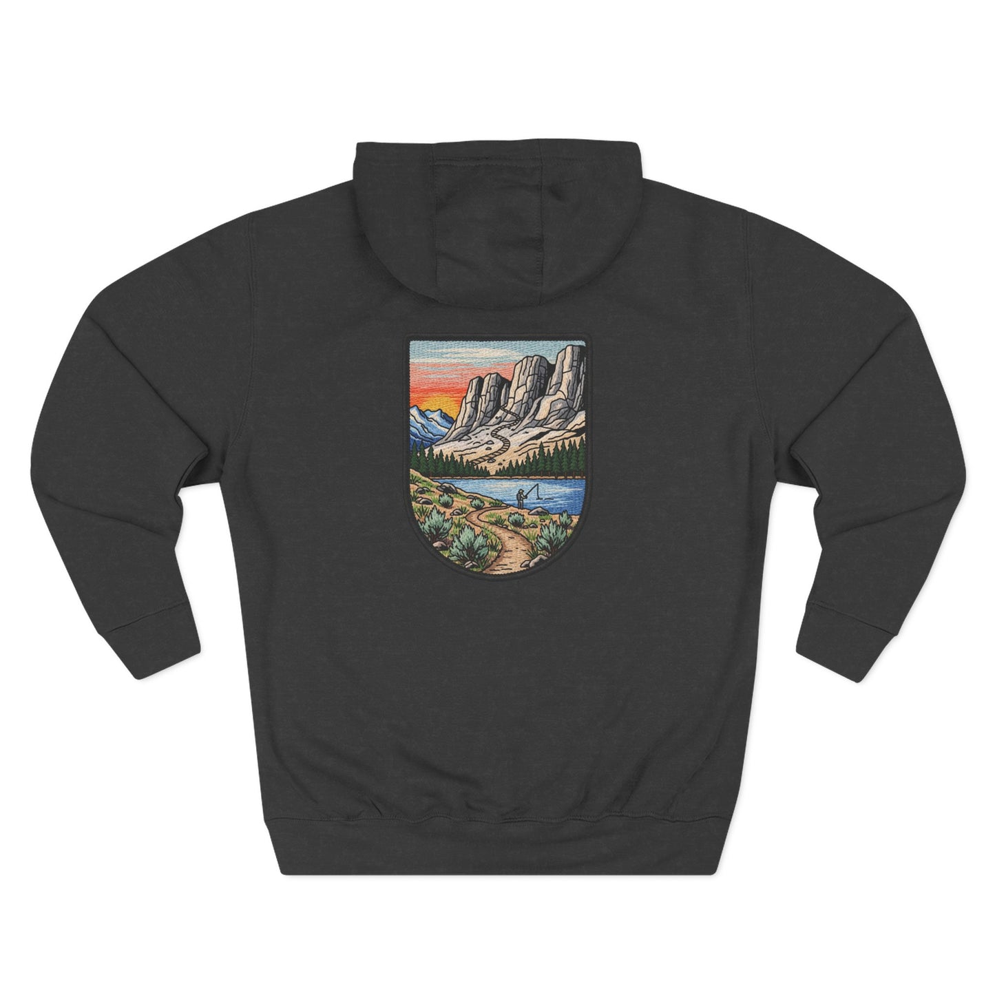 Adventure Landscape Hoodie Mountain Lake Patch Graphic