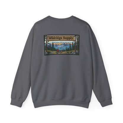 Wildridge Supply Co. Mountain Campfire Patch Sweatshirt – Outdoor Hiking & Camping Graphic Crewneck