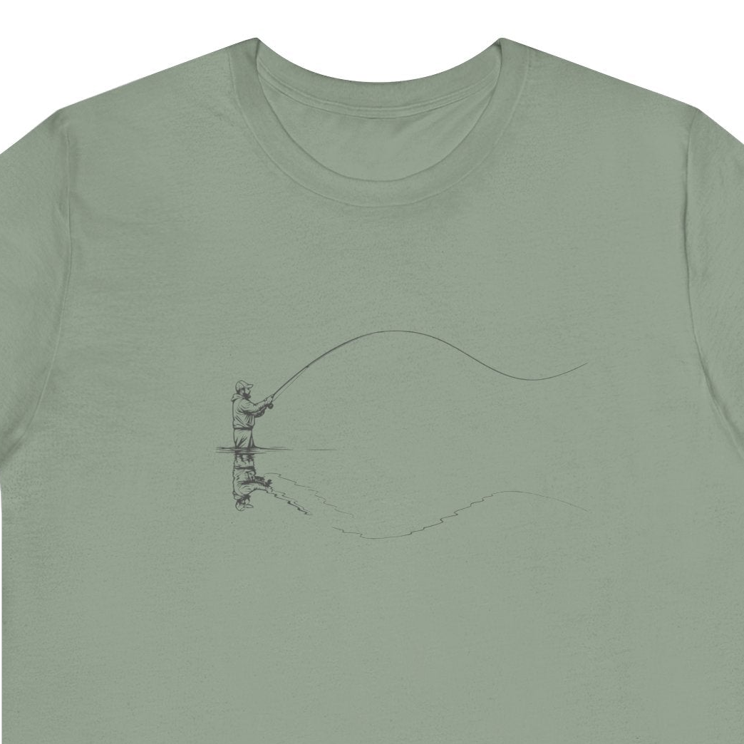 Fly Fisherman & Trout Line Art T-Shirt – Minimal Outdoor Fishing Tee | Wildridge Supply Co.