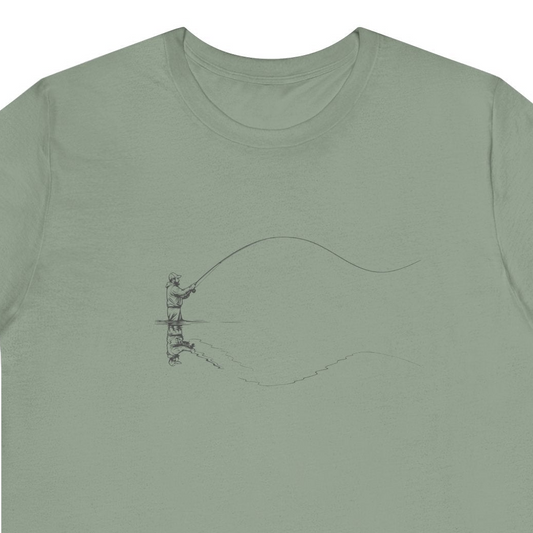 Fly Fisherman & Trout Line Art T-Shirt – Minimal Outdoor Fishing Tee | Wildridge Supply Co.