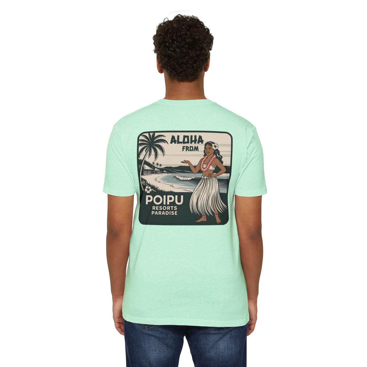 Aloha from Poipu T-Shirt | Vintage Hawaiian Hula Girl Tee | Retro Island Resort Graphic Shirt