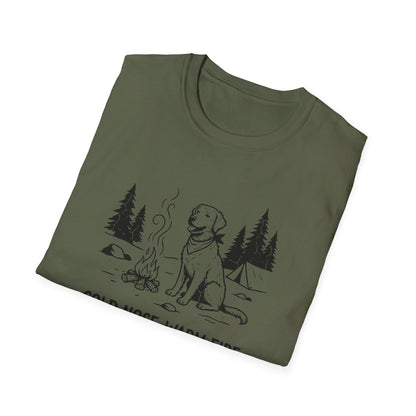 Camping Dog T-Shirt — "Cold Nose, Warm Fire, Good Dog" Graphic Tee