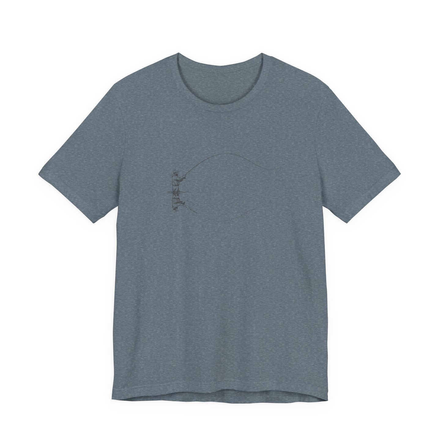 shirt with fly fisherman casting