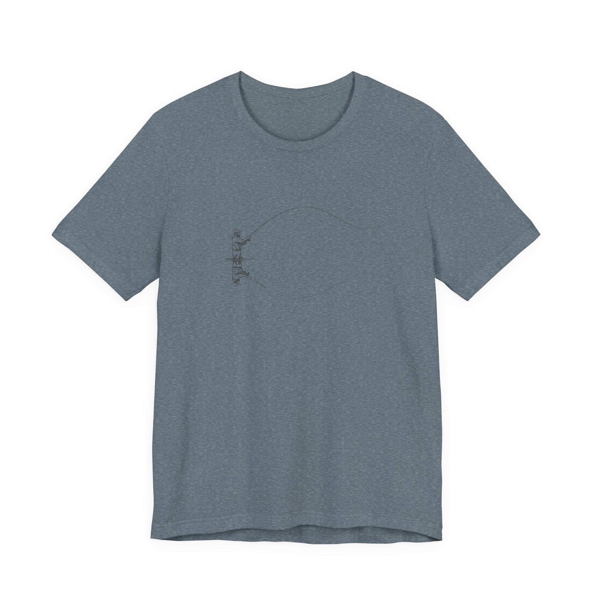 shirt with fly fisherman casting