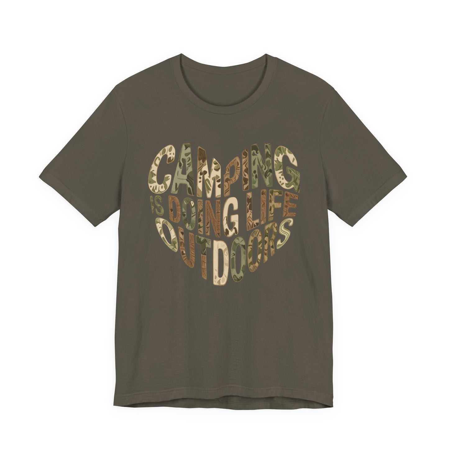 Camping Is Doing Life Outdoors T-Shirt – Camo Print Nature Lover Tee