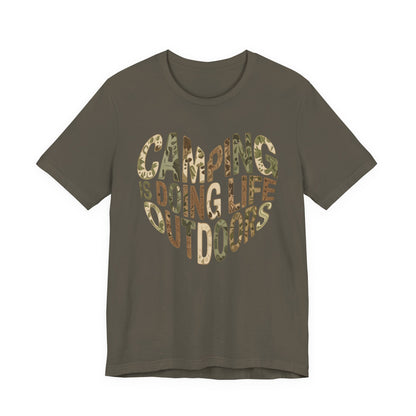 Camping Is Doing Life Outdoors T-Shirt – Camo Print Nature Lover Tee