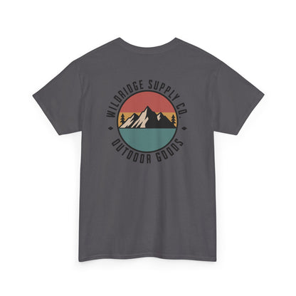 Wildridge Supply Co. Mountain Motel Key T-Shirt  Front & Back Outdoor Graphic Tee for Hikers, Campers & Travelers