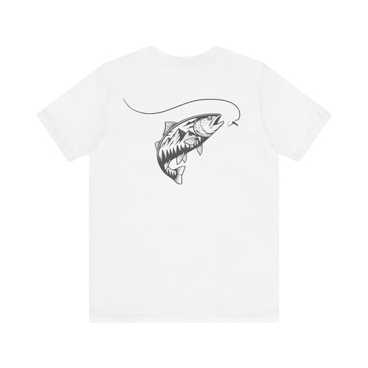 Fly Fisherman & Trout Line Art T-Shirt – Minimal Outdoor Fishing Tee | Wildridge Supply Co.