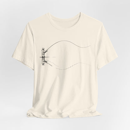 Fly Fisherman & Trout Line Art T-Shirt – Minimal Outdoor Fishing Tee | Wildridge Supply Co.
