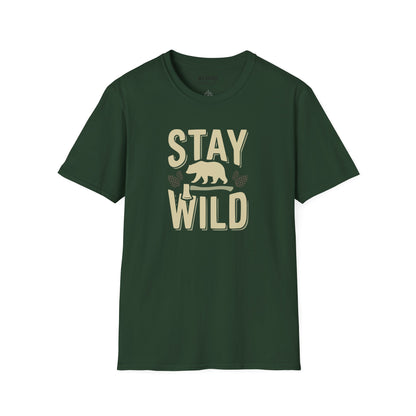 Stay Wild Bear T-Shirt Vintage Nature Graphic Tee for Outdoor Lovers