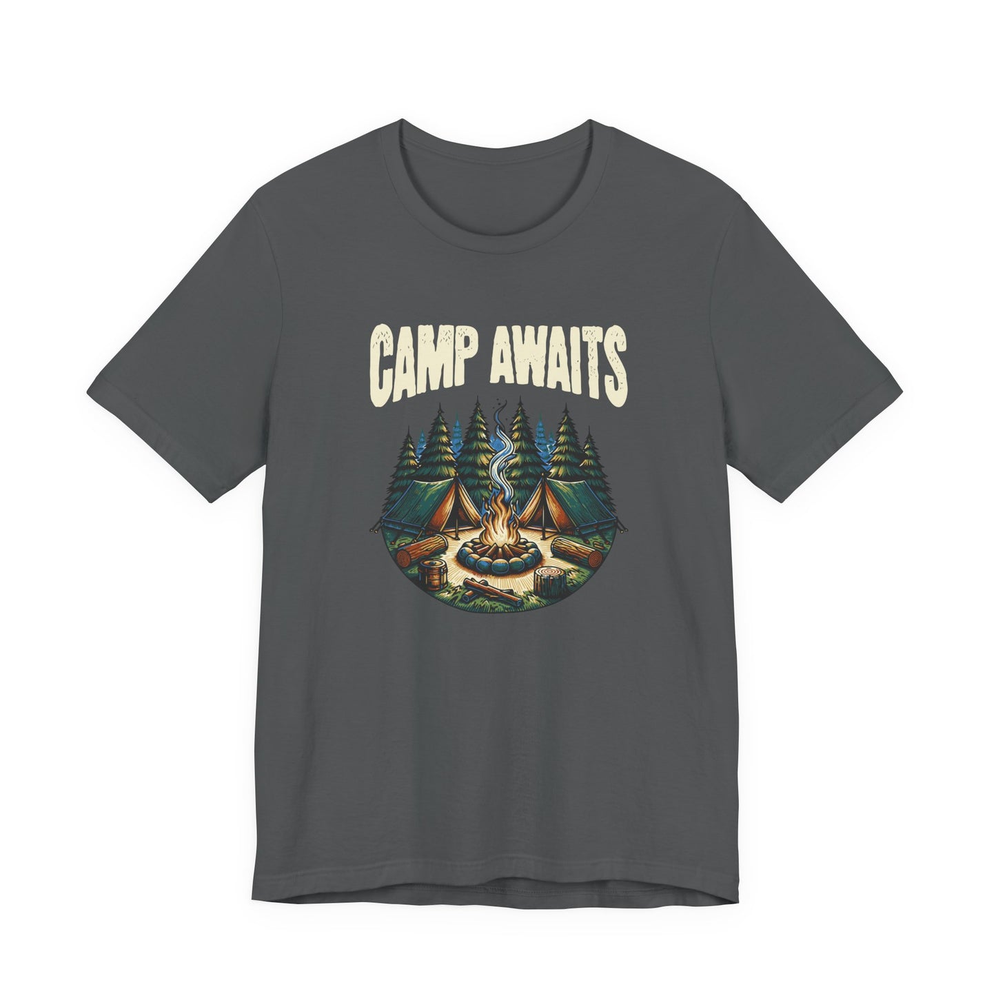 Camp Awaits Adventure Tee - Unisex Camping T-Shirt Outdoor Enthusiast