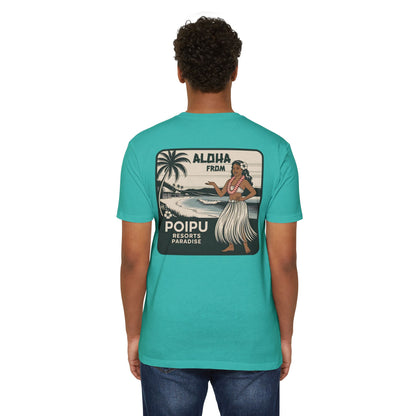 Aloha from Poipu T-Shirt | Vintage Hawaiian Hula Girl Tee | Retro Island Resort Graphic Shirt