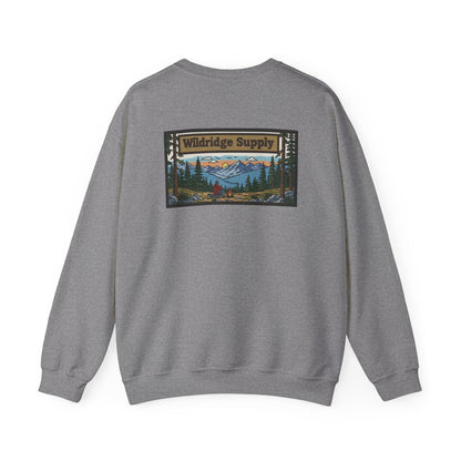 Wildridge Supply Co. Mountain Campfire Patch Sweatshirt – Outdoor Hiking & Camping Graphic Crewneck