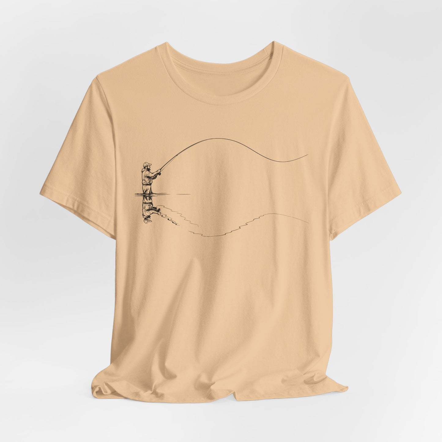 Fly Fisherman & Trout Line Art T-Shirt – Minimal Outdoor Fishing Tee | Wildridge Supply Co.