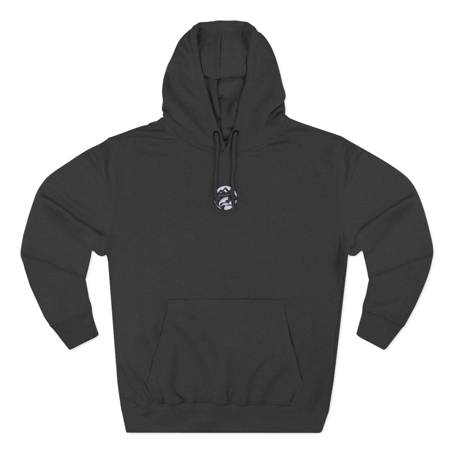 Front view of Wildridge Campfire Square-Badge Hoodie showing small chest emblem