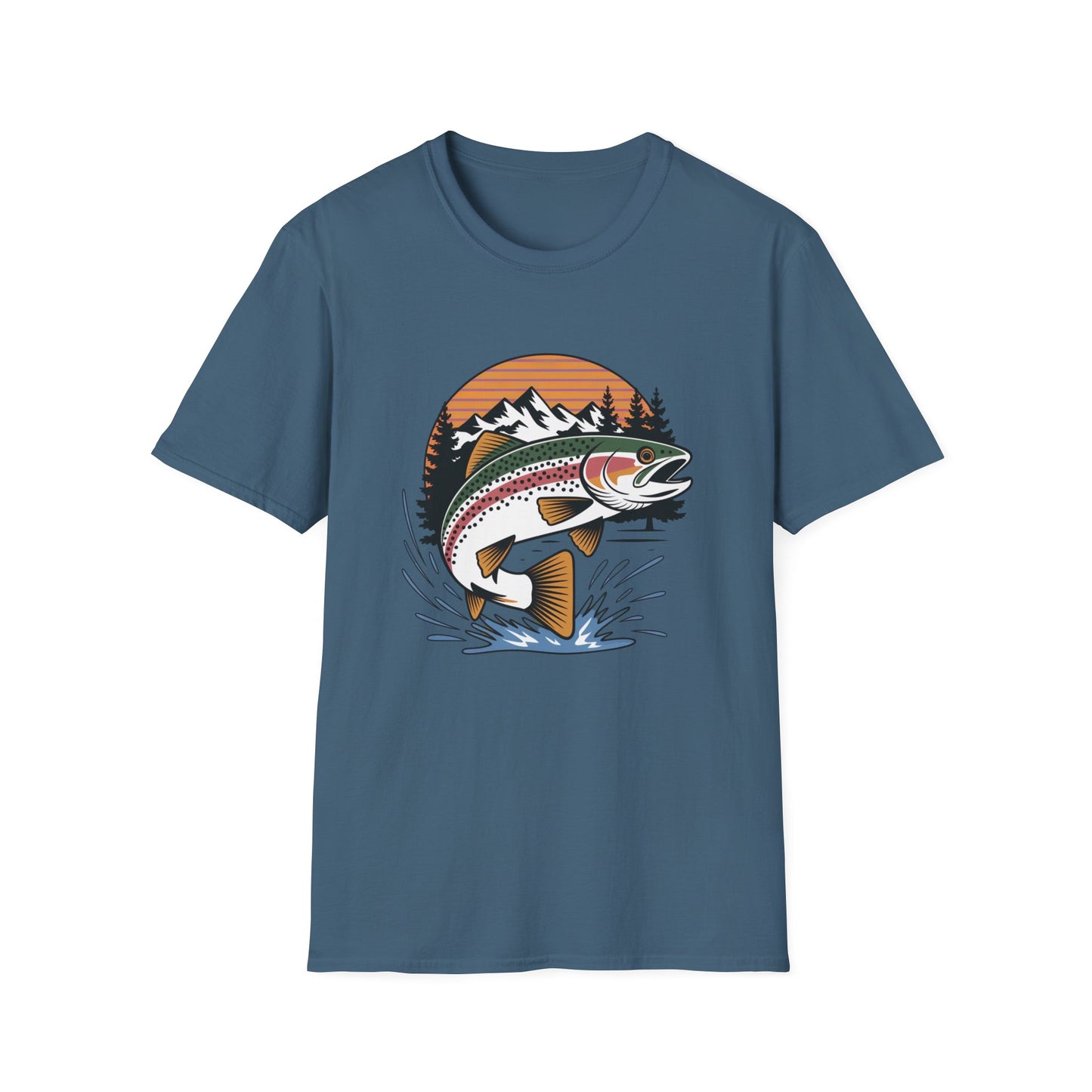 Trout Fishing Shirt for Men | Mountain Sunset Outdoor Graphic Tee