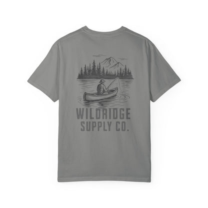 Wildridge Supply Co. Comfort Colors Outdoor Graphic Tee – Canoe & Mountain Fishing Scene
