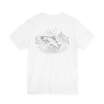 Trout Fishing T-Shirt | Mountain Lake Outdoor Tee Fly Fishing Graphic Shirt for Anglers